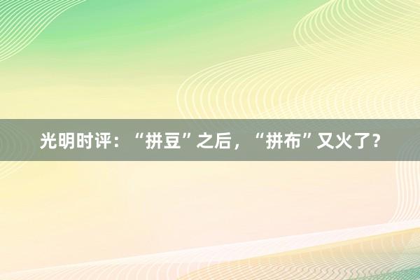 光明时评：“拼豆”之后，“拼布”又火了？