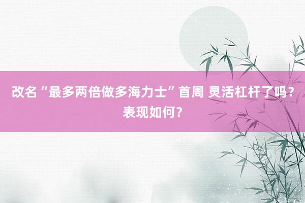 改名“最多两倍做多海力士”首周 灵活杠杆了吗？表现如何？