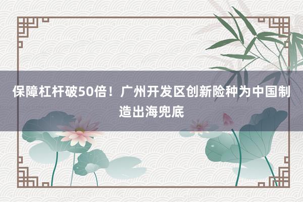 保障杠杆破50倍！广州开发区创新险种为中国制造出海兜底