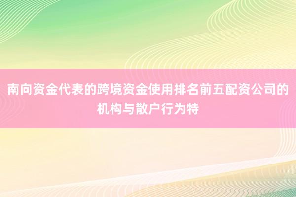 南向资金代表的跨境资金使用排名前五配资公司的机构与散户行为特