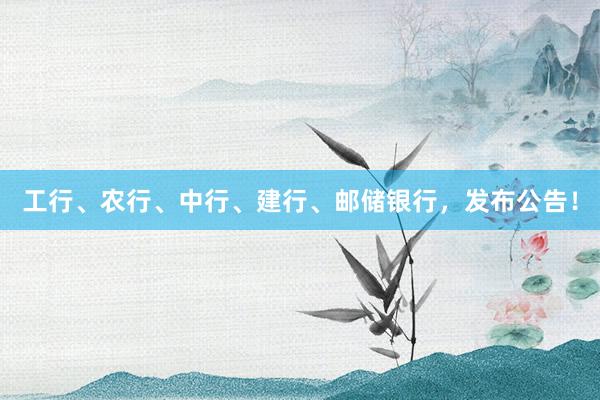 工行、农行、中行、建行、邮储银行，发布公告！