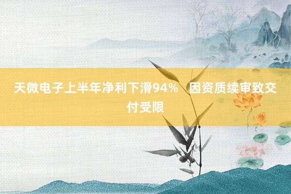 天微电子上半年净利下滑94%   因资质续审致交付受限