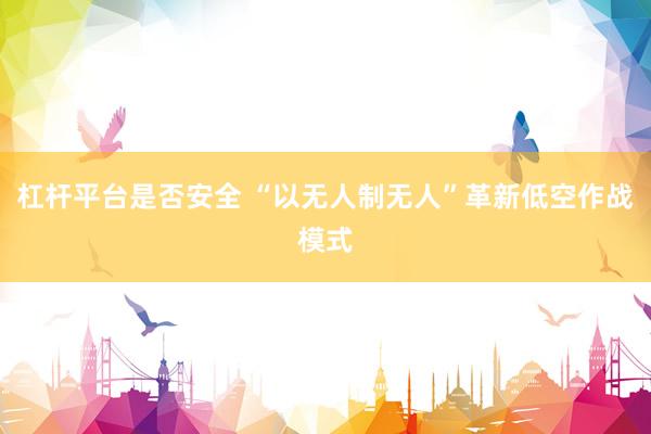 杠杆平台是否安全 “以无人制无人”革新低空作战模式