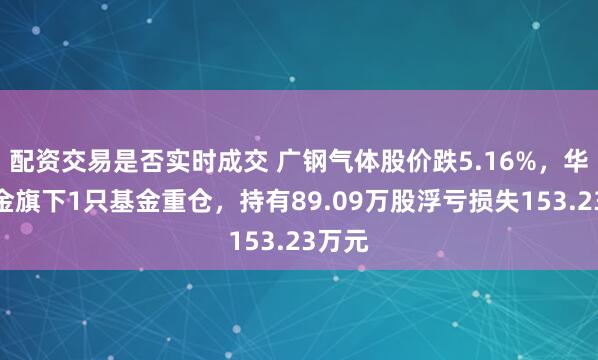 配资交易是否实时成交 广钢气体股价跌5.16%，华宝基金旗下1只基金重仓，持有89.09万股浮亏损失153.23万元