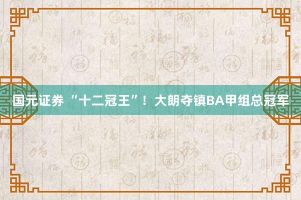 国元证券 “十二冠王”！大朗夺镇BA甲组总冠军